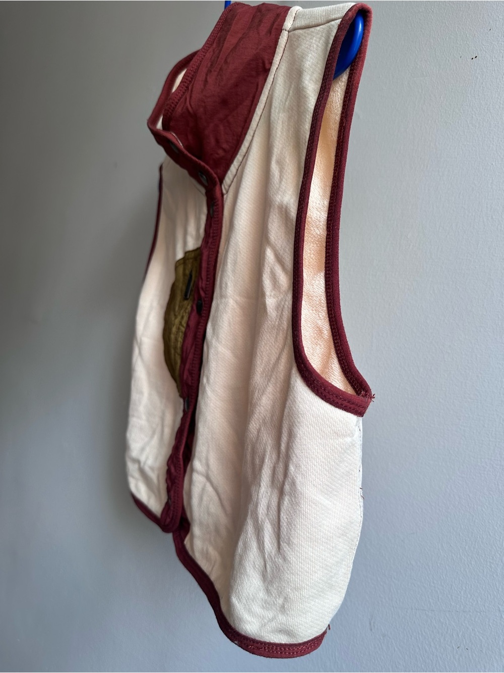 FP Movement by Free People Cream Vest with Burgundy Trim and Olive Patch - Picture 8 of 12